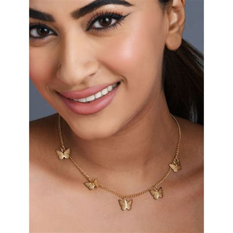 Buy Toniq Gold Plated Butterflies charms Choker Necklace for Women Online