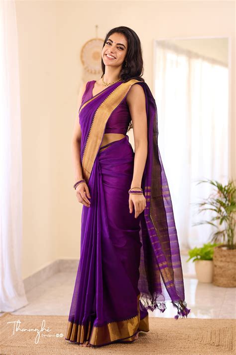 Graceful Lilac Handwoven Mangalagiri Silk Cotton Saree