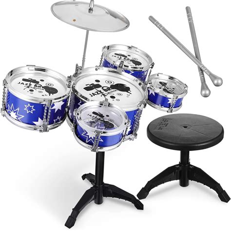 Milisten Kids Drum Set, Drum Set for Kids, Jazz Drum Kit 5 Drums with ...