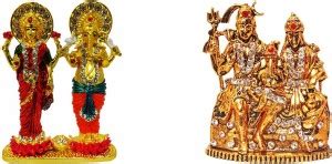 FABZONE Combo of 2 Lord Laxmi Ganesha Shiv Parivar Car Dashboard Statue ...