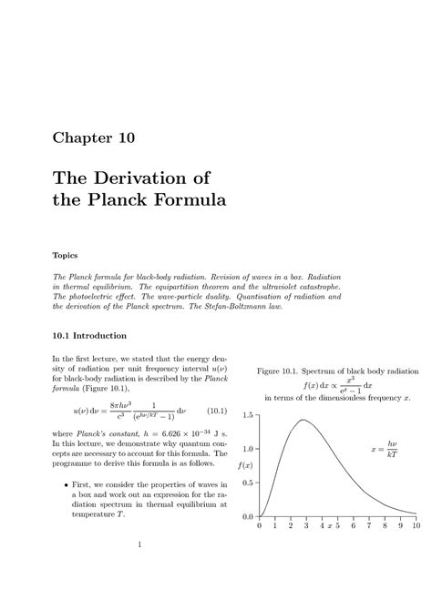 -plank - Chapter 10 The Derivation of the Planck Formula Topics The ...