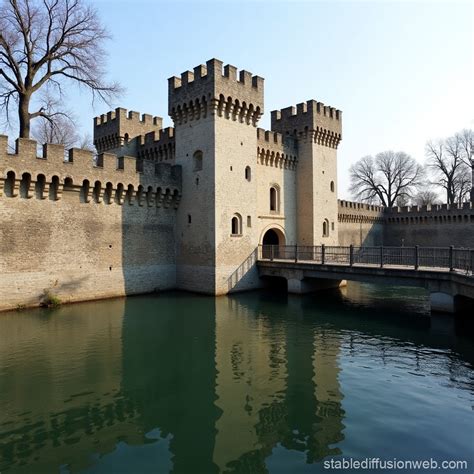 Moat Castle With Drawbridge | Stable Diffusion Online