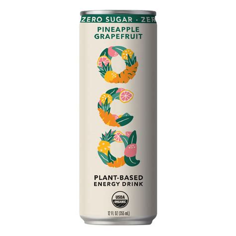 Oca Plant Based Energy Drink, Organic, Pineapple Grapefruit, 15 Cal ...