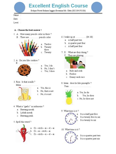 Basic English Test for Beginners 的图像结果