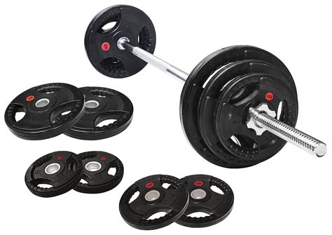 Signature Fitness Cast Iron Standard Weight Plates Including 5FT ...