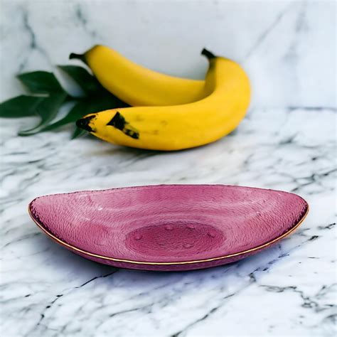 Buy Lemon Tree Long Boat Shape 12 inch Coloured Glass Platter with Gold ...