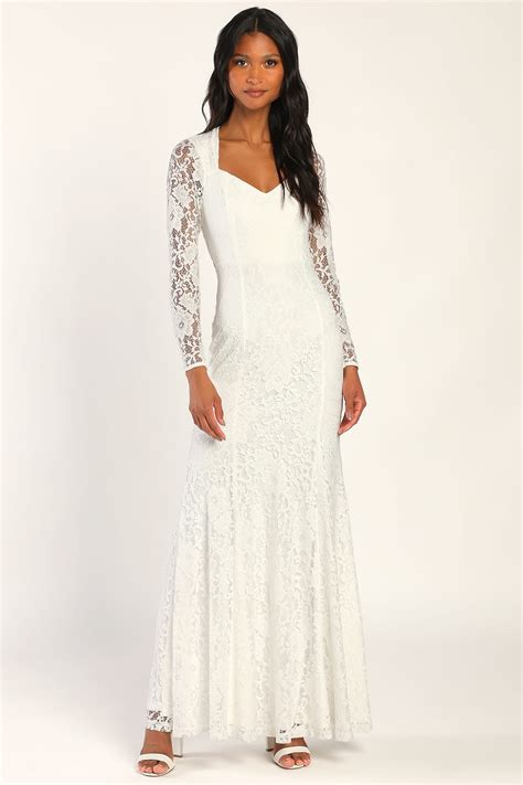 White Lace Maxi Dress - Mermaid Maxi Dress - Backless Maxi Dress - Lulus