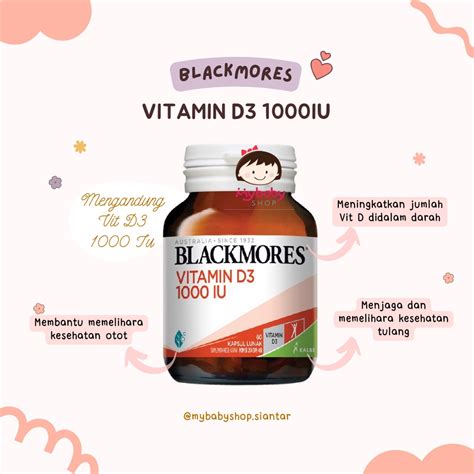 Jual Blackmores Vitamin D3 1000 IU 60 Kapsul/Vitamin D/Daya Tahan Tubuh/Suplemen Kesehatan ...