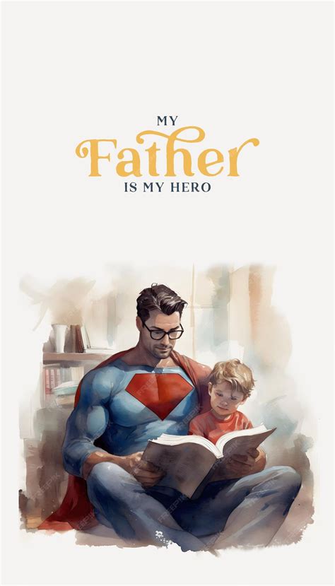 Premium PSD | My father my hero cute watercolor illustration for father ...