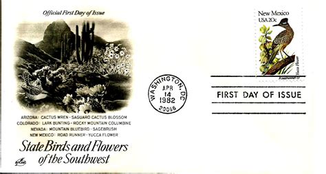 State Bird and Flowers of New Mexico – USA 1982. – Stamp Digest