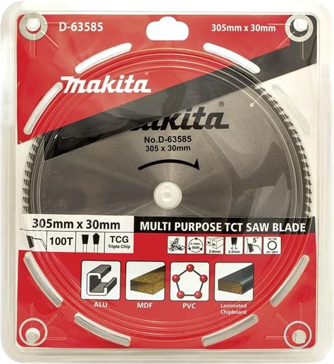 Makita D-63585 Multi-Purpose TCT Mitre Saw Blade (305 mm x 30 x 100T ...