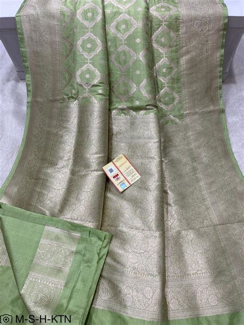 Pista Green Pure Handwoven Katan Cutwork Banarasi Saree – Metro Silk House