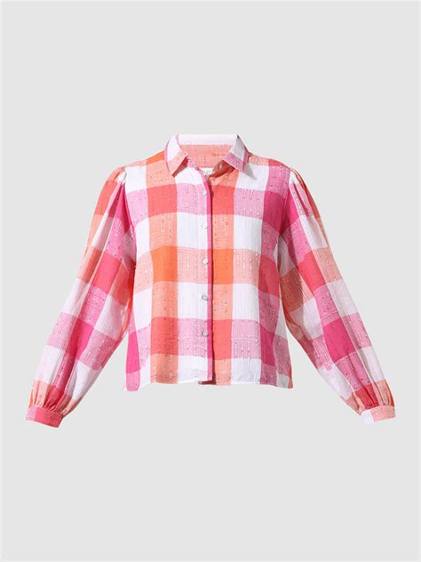 Pink Check Print Shirt