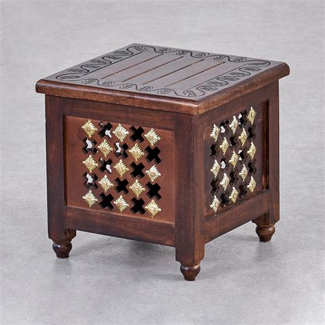 Buy Pixel Mango Wood Stool with Storage - Brown from Home Centre at ...