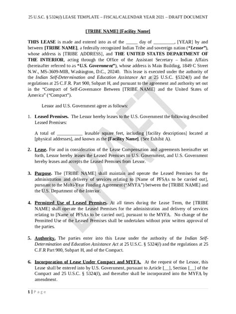 Lease Template Self-Governance (Title IV) Doc Template | pdfFiller