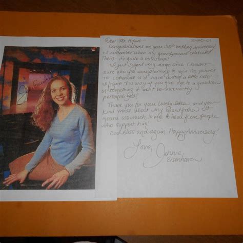 Jennie Eisenhower is an American actress Hand Signed Photo & Written ...