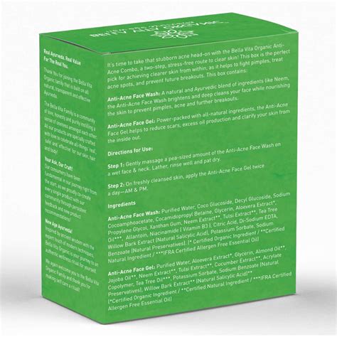 Bella Vita Organic Anti-Acne (Neem Face Wash 100 ml + Face Gel 50 gm ...