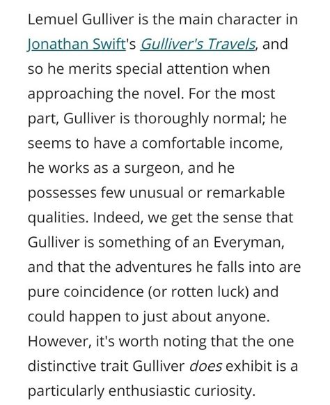 Character sketch of lemuel gulliver in 100 words - Brainly.in