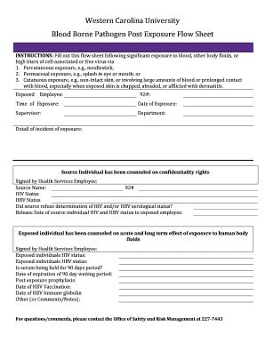 Fillable Online wcu Blood Borne Pathogen Post Exposure Flow Sheet - wcu ...
