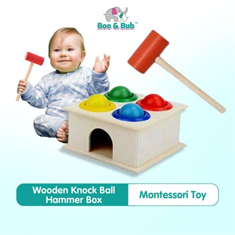 Wooden Knock Ball Hammer Educational Montessori Early Learning Toy ...