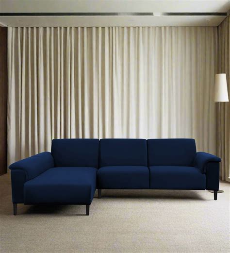 Ocean Velvet RHS Sectional Sofa (2+Lounger) In Imperial Blue Colour