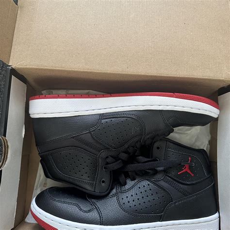 Black & Red Jordan Access Worn Once - Depop