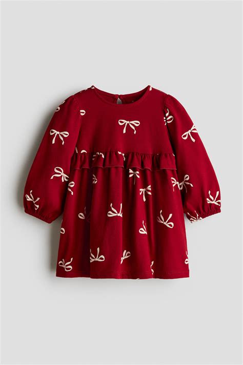 Light beige/Christmas Printed cotton dress for kids | H&M IN