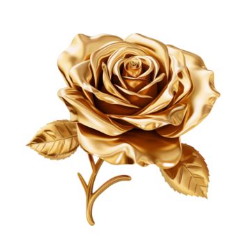 Luxurious Golden Rose On Stem With Detailed Leaves And Petals ...