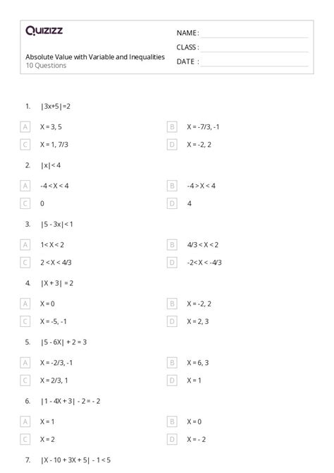 Image result for Absolute Value Worksheets