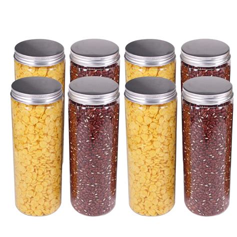 Buy 8 Pack 20 oz (600 ml) Clear Straight Cylinders Plastic Storage Jars ...