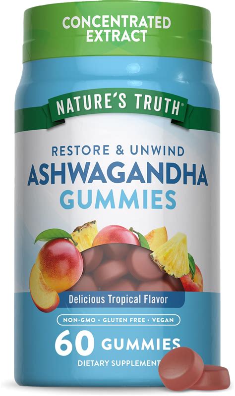 Amazon.com: Nature's Truth Ashwagandha Gummies | 60 Count | Tropical ...