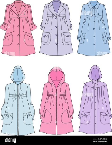 Set of womens raincoats. Fashion CAD Stock Vector Image & Art - Alamy