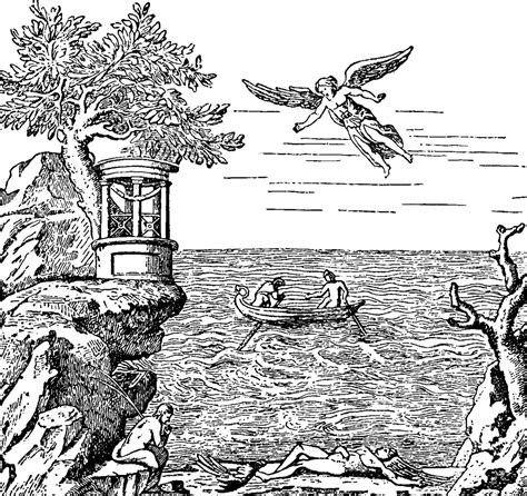 Daedalus And Icarus Vintage Illustration Engraved Illustration Daedalus ...