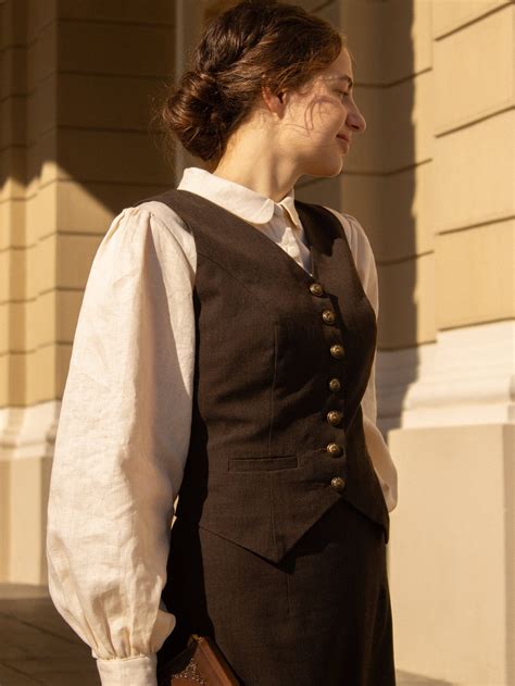 Women Waistcoat Brown, Edwards Vest Women, Edwardian Waistcoat Female ...