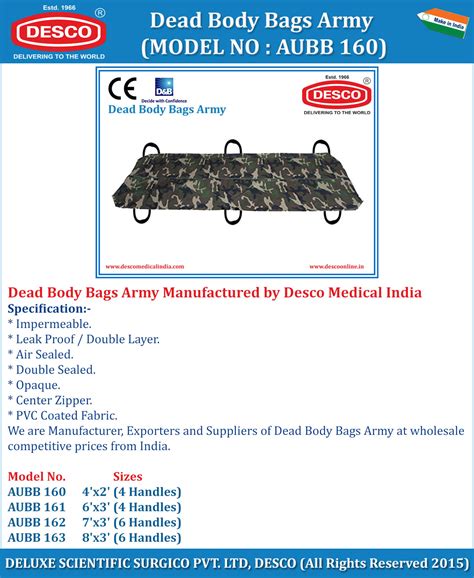 Military & Army Dead Body Bags - Manufacturers, Exporters & Suppliers India