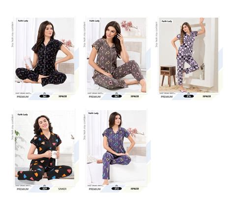 Print 2611 Faith Lady Hosiery Collar Night Suits Exporter – Kavya Style ...
