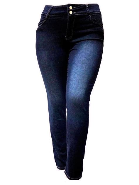Womens Plus Size Stretch Dark Blue Black High Waist Denim Jeans Skinny ...