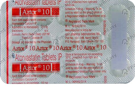 Aztor 10 MG Tablet (15): Uses, Side Effects, Price & Dosage | PharmEasy