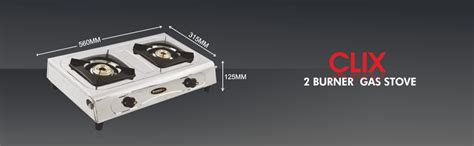 Buy Sunshine Clix 2 Burner Gas Stove Manual Ignition (Stainless Steel ...