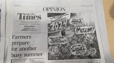 Quad-City Times apologies for cartoon of Vivek Ramaswamy | wqad.com