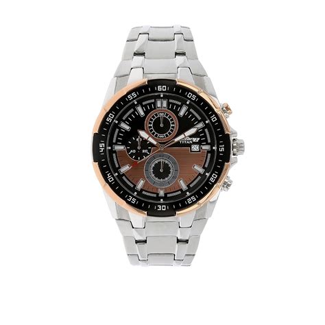 Titan Octane Chronograph Black Dial Stainless Steel Strap Watch for Men ...