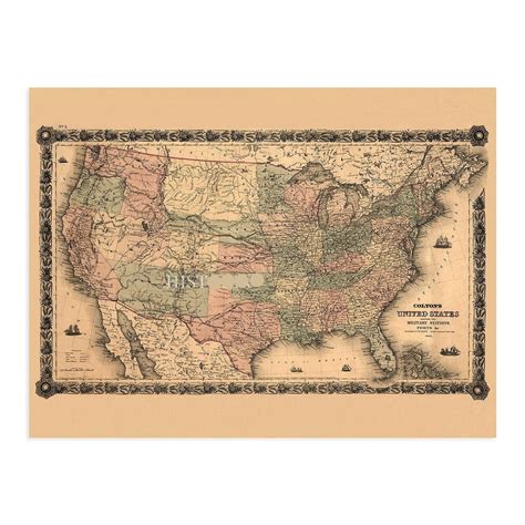 Vintage 1861 United States Military Map Vintage Map of the United ...