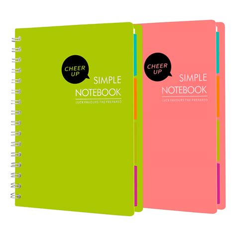 Cheer Up Spiral Notebook College Ruled, A5 Notebooks 4 Subject with ...