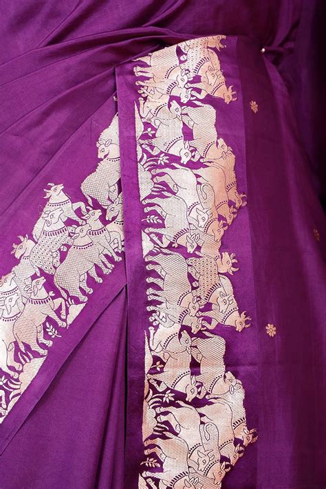 Rekha Ji Inspired Purple Banarasi Bollywood Saree – Chinaya Banaras