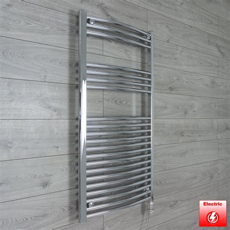 Buy 600mm wide x 1100mm high Curved Chrome Heated Towel Rail Radiator ...
