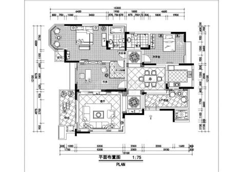 三室一厅两卫欧式别墅装修CAD施工图_饭店包厢_土木在线