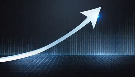 Light arrow up on grid dark background illustration copy space digital ...