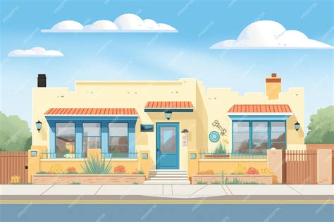 Premium AI Image | Exterior shot of pueblo revival home with stucco ...