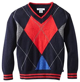Kitestrings Little Boys' Little Argyle V-Neck Sweater, Navy, 7 : Amazon ...