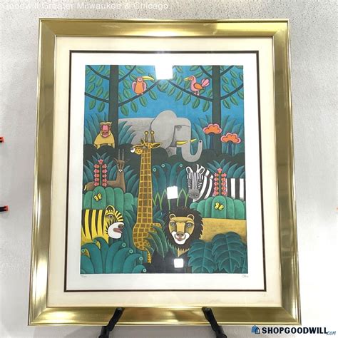 Shigeo Okumura Oku Jungle Animal Serigraph Print Gold Frame ...